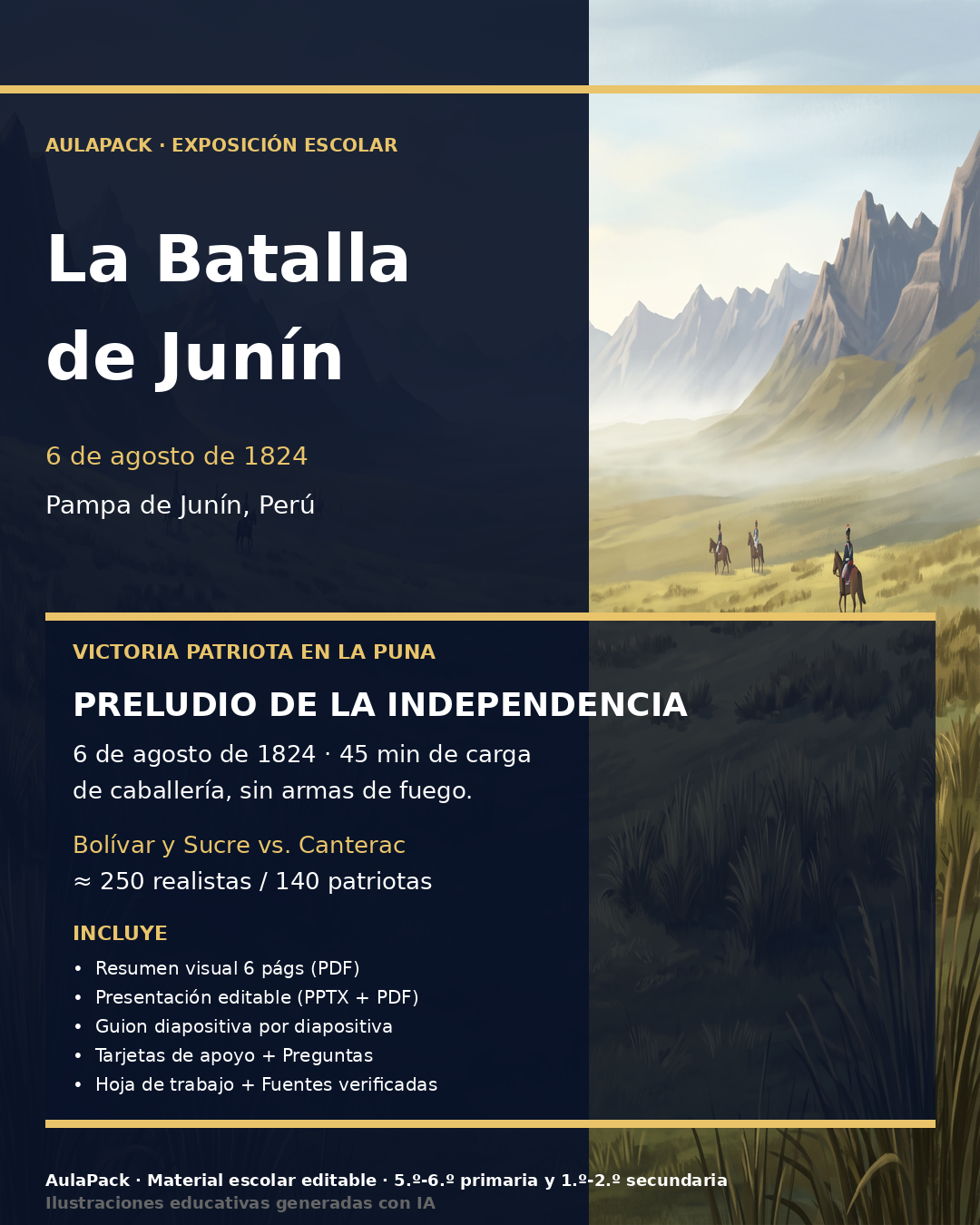 AulaPack · La Batalla de Junín · Exposición escolar editable