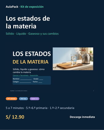 Estados de la materia: exposición escolar editable (PPT + guion)
