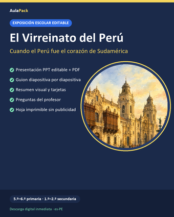 El Virreinato del Perú: exposición escolar editable (PPT + guion + material de práctica)